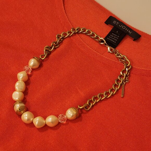 Brand New!! TAHARI: Rustic Gold-Toned Pearl Necklace - Picture 2 of 8